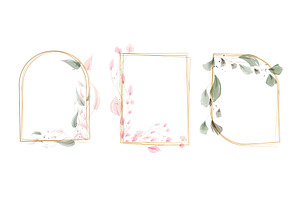 Elegant watercolor golden frames, an Illustration by okskukuruza