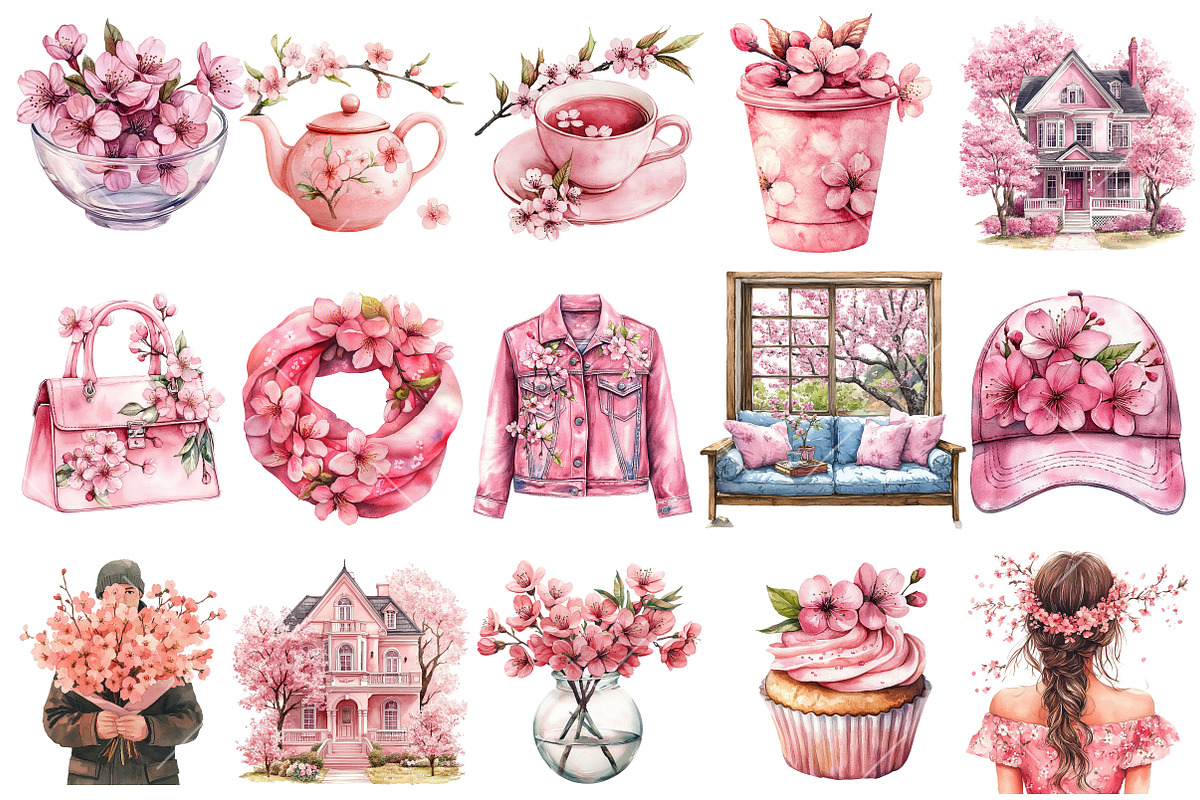 Spring Cherry Blossom Clipart, an Illustration by OK Design (Photo 6 of 6)