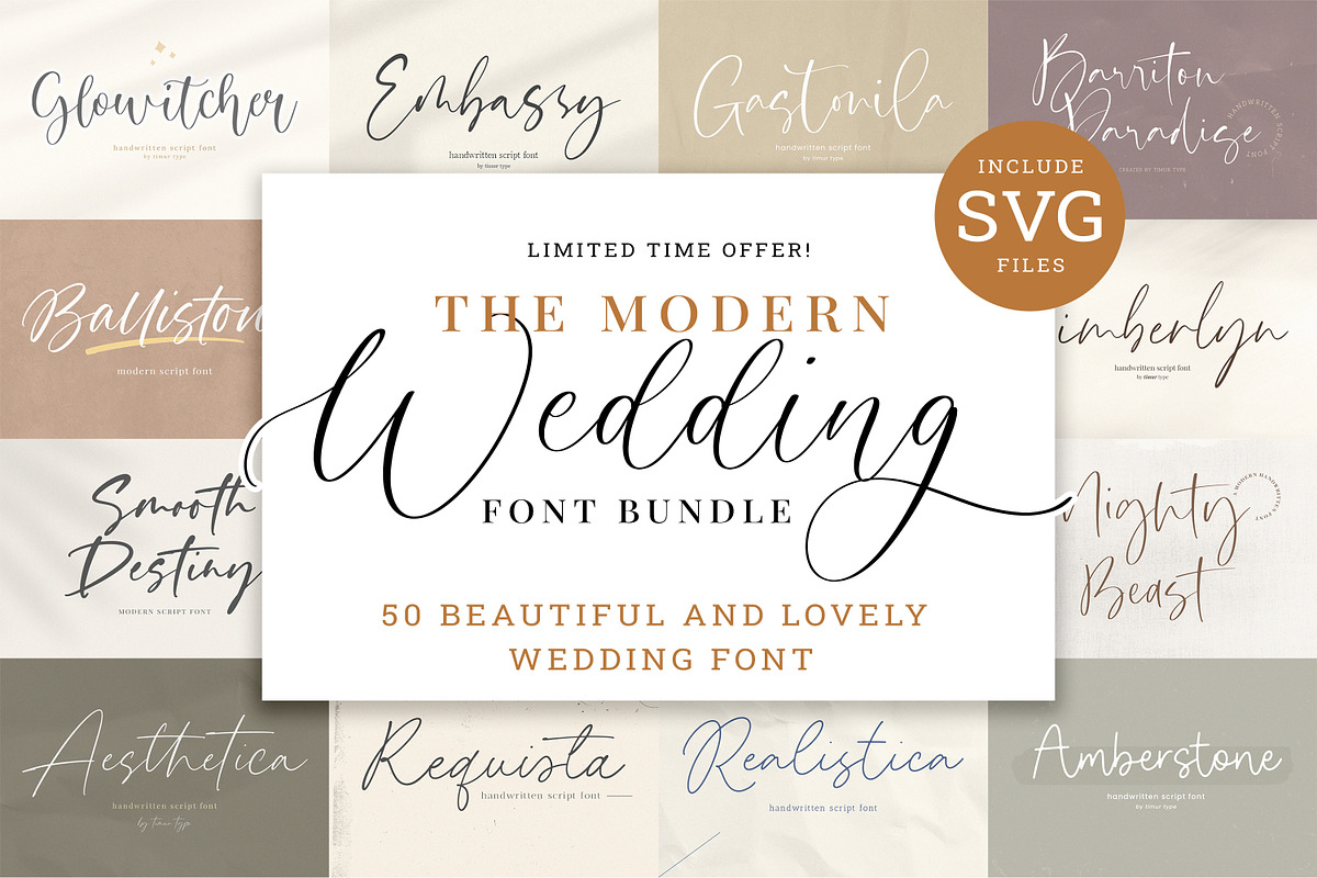 The Modern Wedding Font Bundle, a Script Font by Timurtype (Photo 1 of 8)