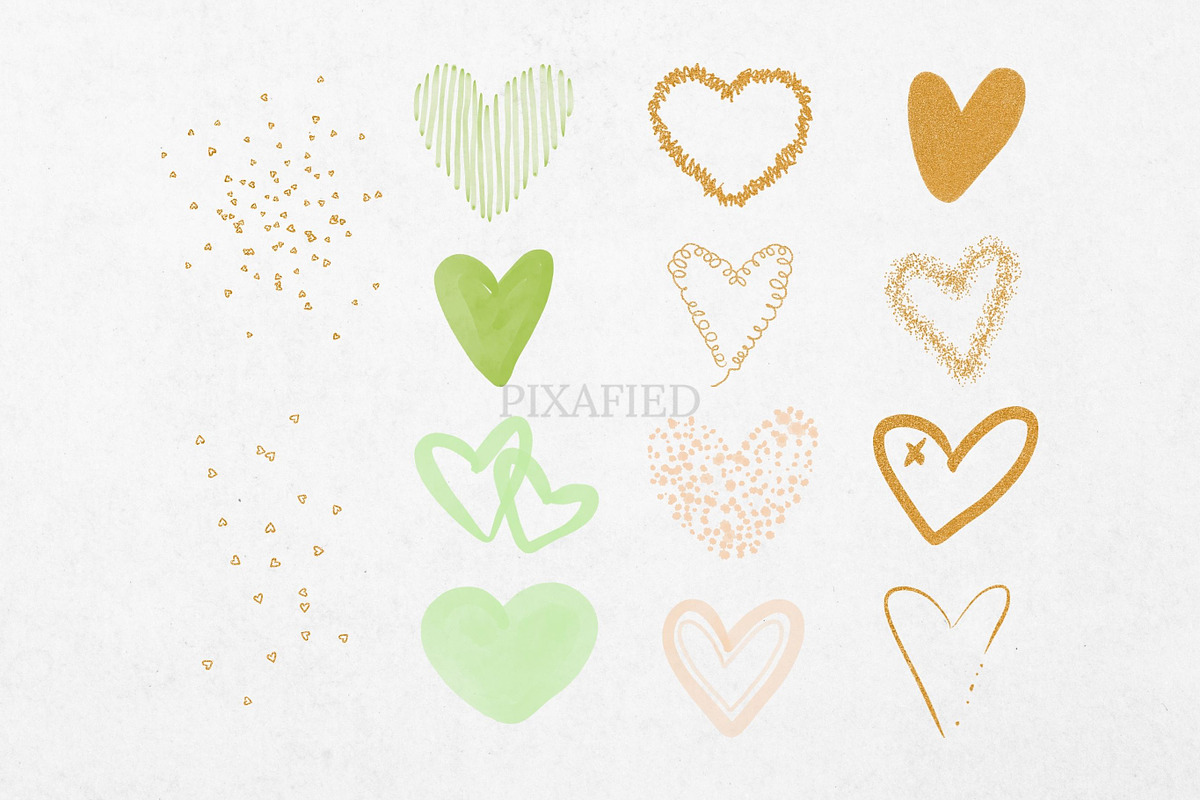 Green Watercolour Gold Glitter Heart, an Illustration by Pixafied (Photo 2 of 4)