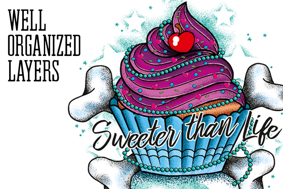 Cupcake Tattoo Style Vector, an Illustration by BAD TASTE (Photo 2 of 4)