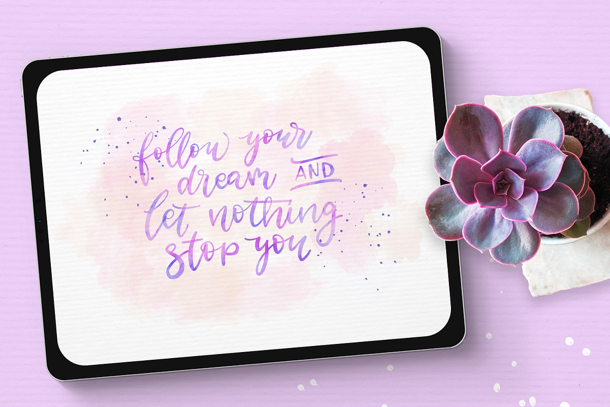 Watercolor Lettering kit - Procreate, a Brush Add-On by Gray Cat Graphics (Photo 2 of 9)