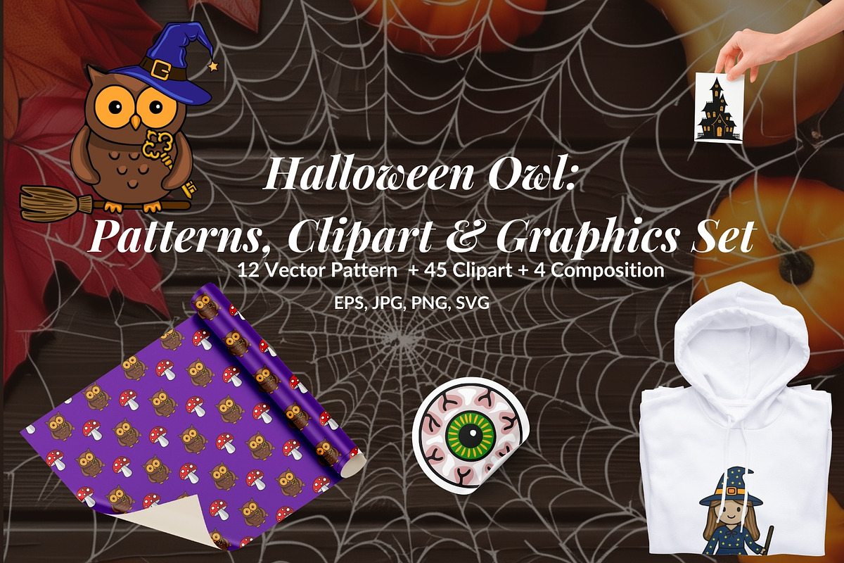 Halloween Owl Set, a Seasonal Illustration by Elatedowl (Photo 1 of 13)