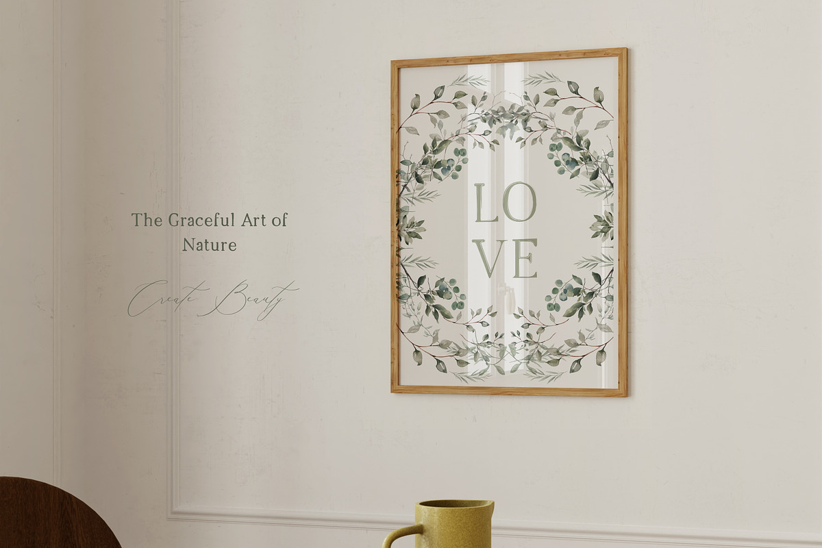 Modern Watercolor Greenery & Wreaths, a Decorative Illustration by Laras Wonderland (Photo 6 of 12)