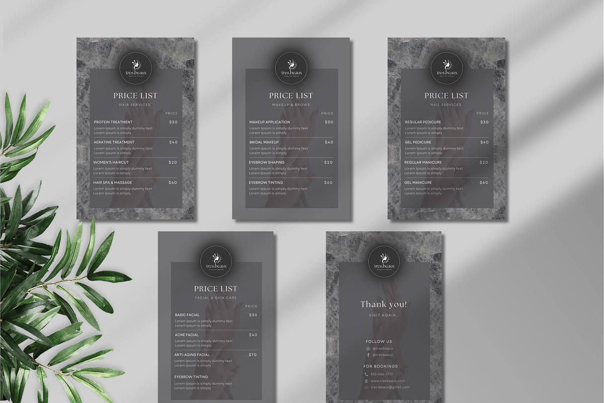 Elegant beauty salon menu template, a Card Template by Avyukta Envision Digital (Photo 2 of 4)
