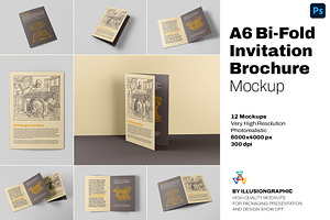 A6 Bi-Fold Invitation Mockup