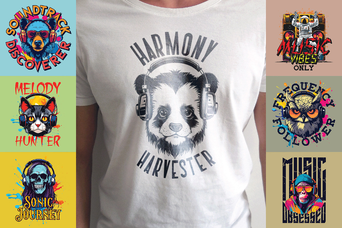 39 Musical T-shirts BUNDLE, an Illustration by VozzyStock (Photo 5 of 9)