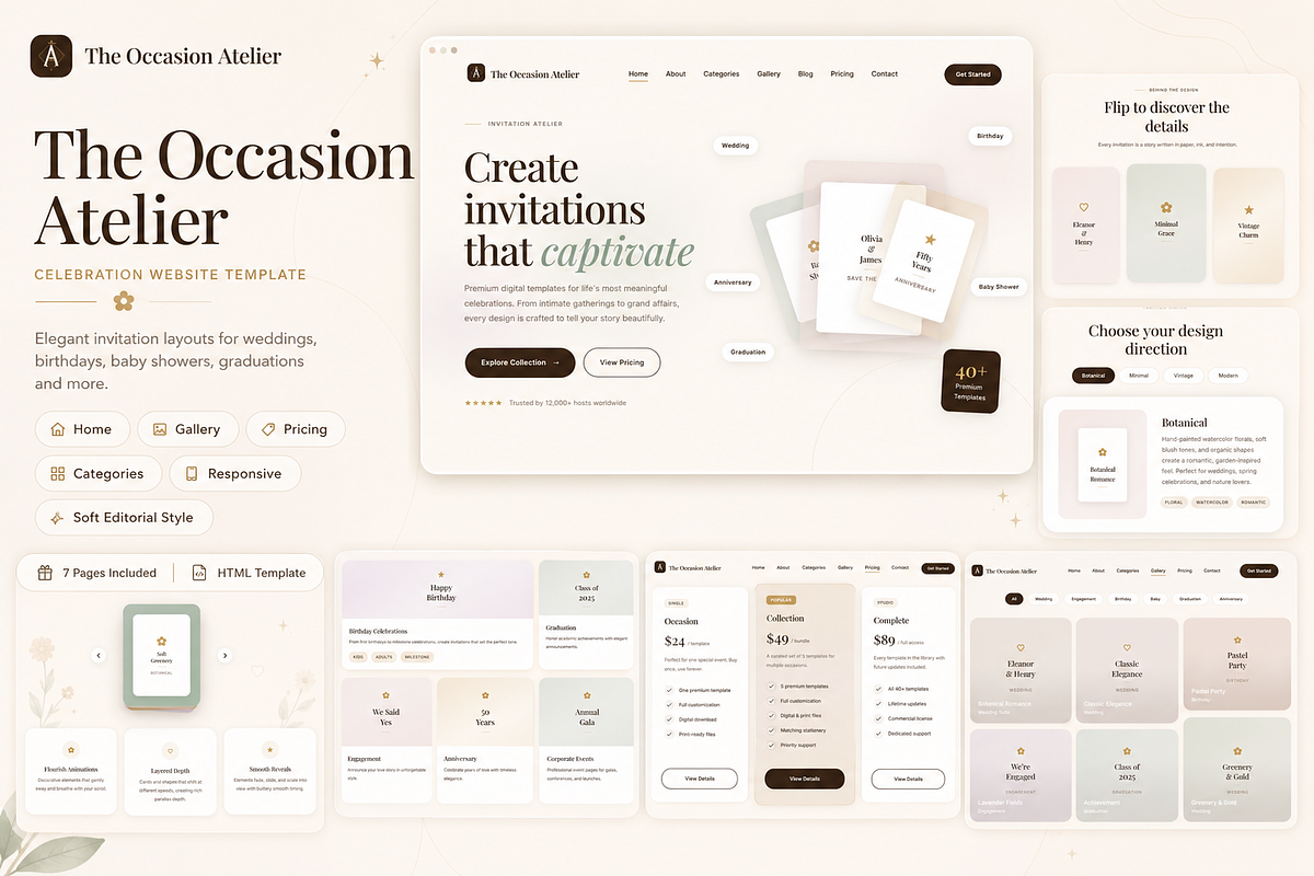Occasion Atelier Celebration Website, a HTML Template by GeorgeMichel (Photo 1 of 10)