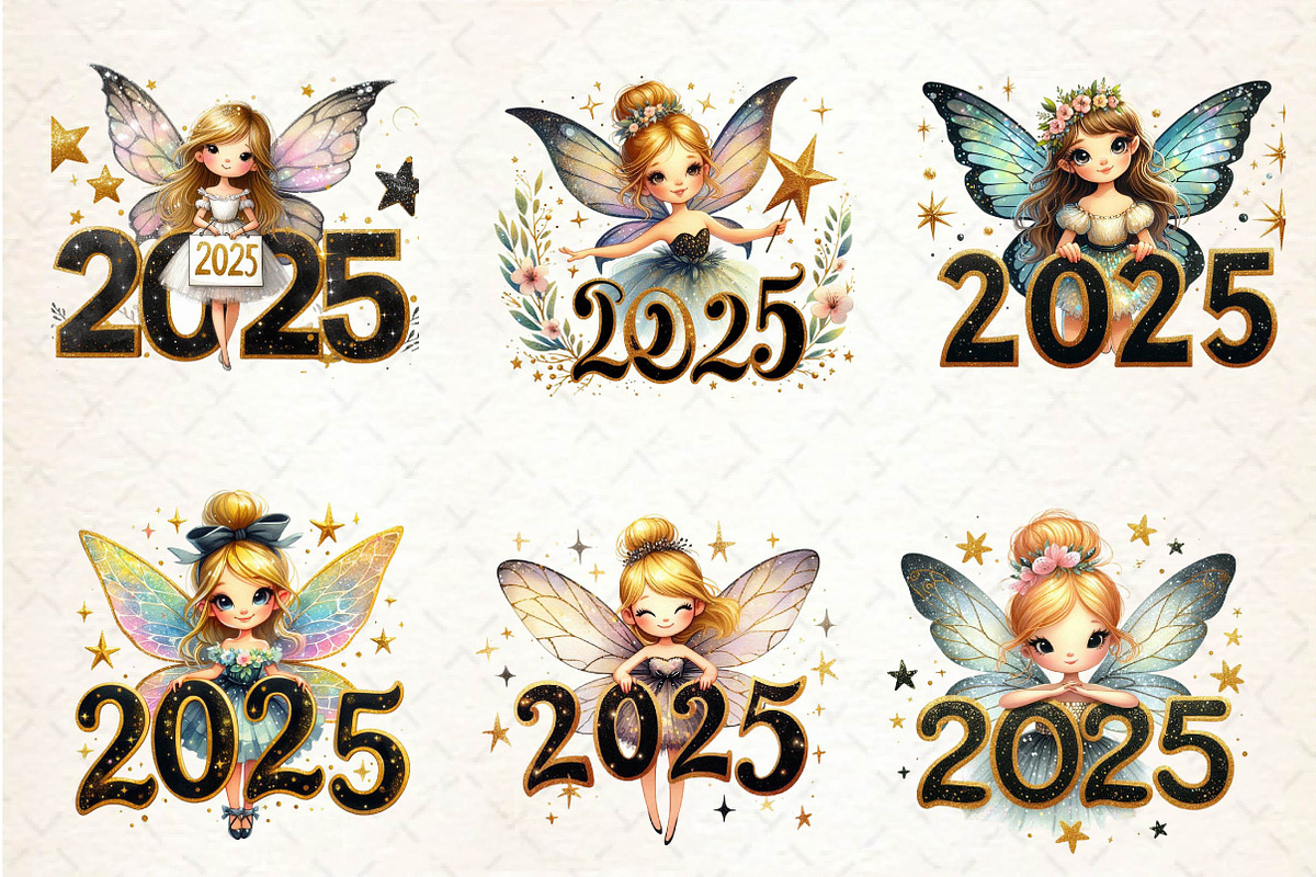 New Year Fairy Girls Clipart, an Illustration by CreationArt (Photo 3 of 4)