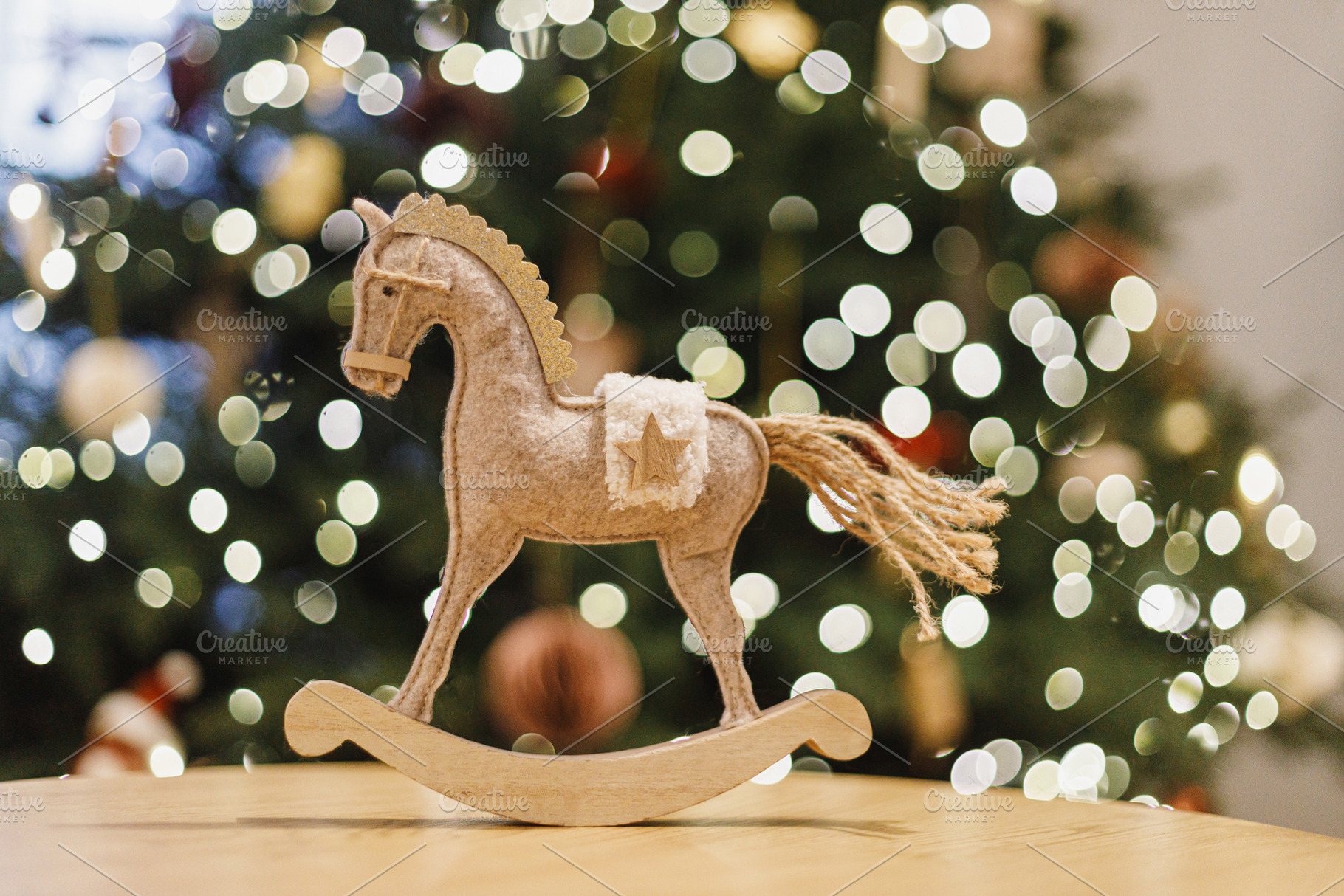Happy New Year 2026 ! Christmas horse rustic toy on background o, a Holiday Photo by Sonjachni