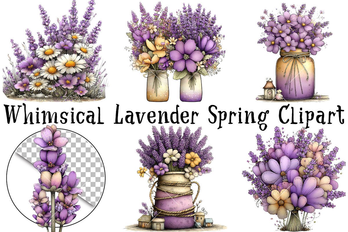 Whimsical Lavender Spring Clipart, an Illustration by OK Design (Photo 2 of 6)