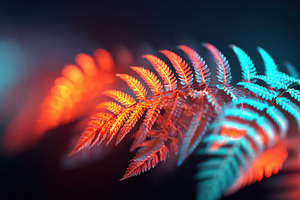 Vibrant fern leaf in green and orange hues, a Nature Photo by AlyaAnd