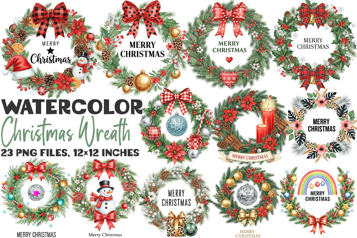 Christmas Wreath PNG  Bundle, an Illustration by DreamArtGraphic (Photo 1 of 5)