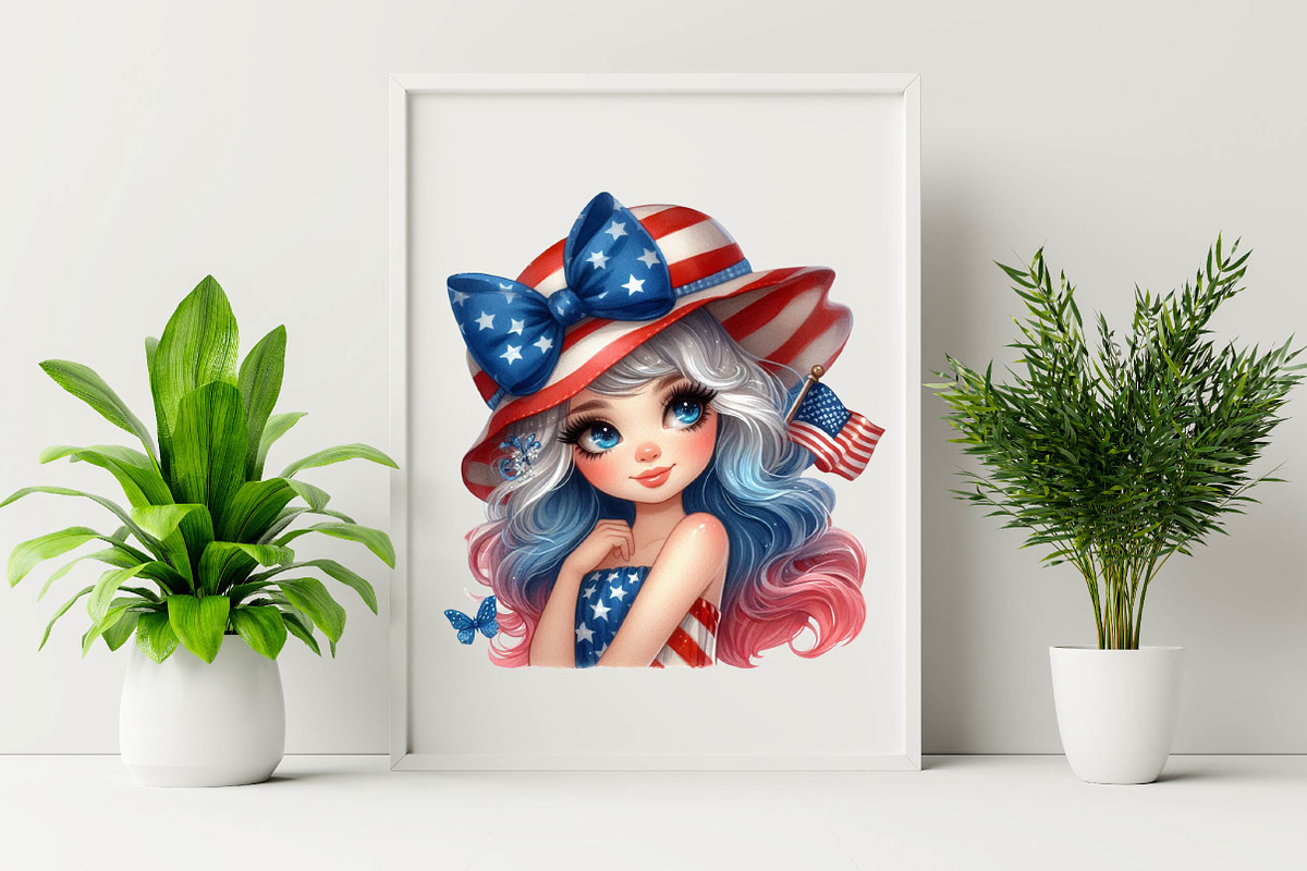 Watercolor 4th of July Coquette Bow, an Illustration by SVGArt (Photo 3 of 8)