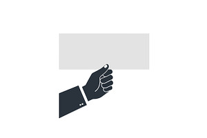 Hand holding a blank sign in a minim, an Illustration by designvectx