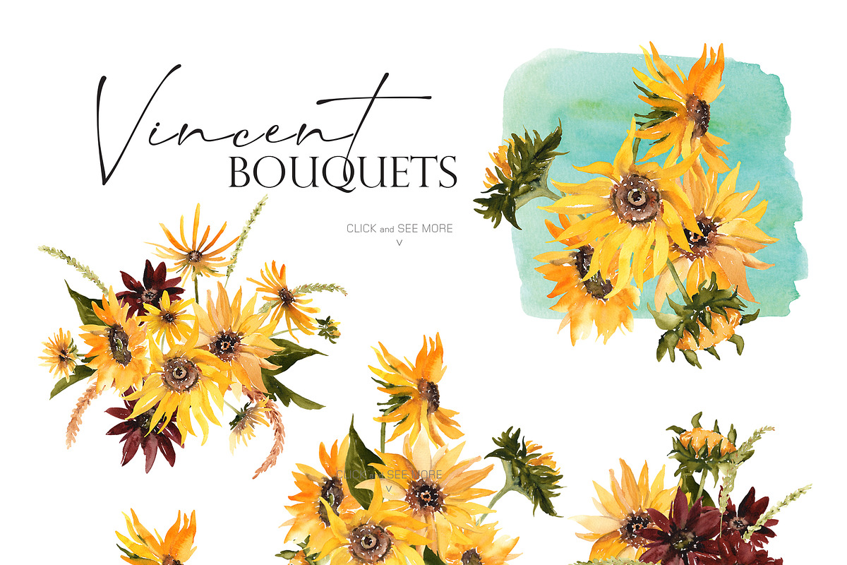 Watercolor flower -Vincent Sunflower, an Illustration by Beigetime (Photo 3 of 13)