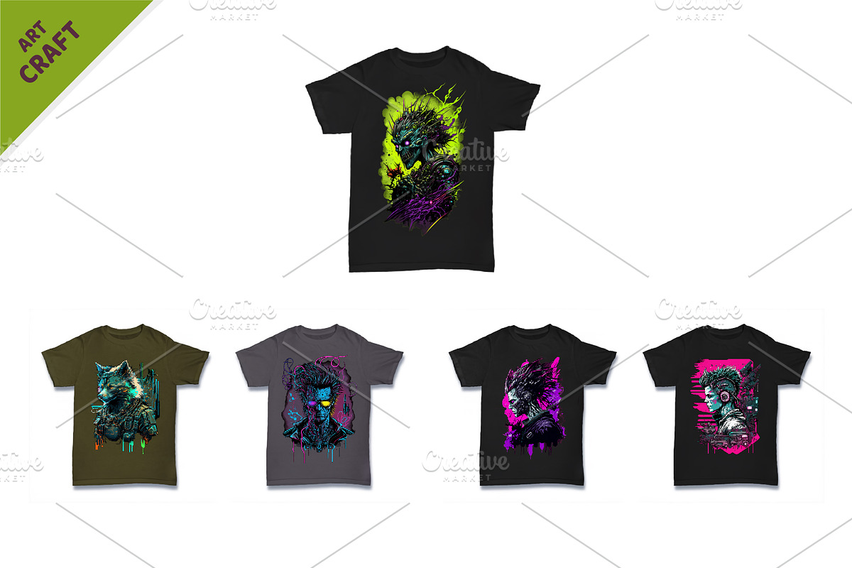 Bundle 29 T-Shirt-designs. Cyberpunk, an Animal Illustration by KENO Mascots (Photo 4 of 4)