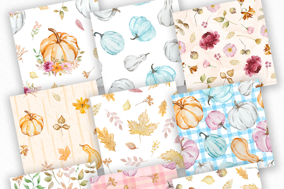 Watercolor Autumn Pumpkins Pattern, a Pattern Graphic by SvetaArtStore (Photo 3 of 5)