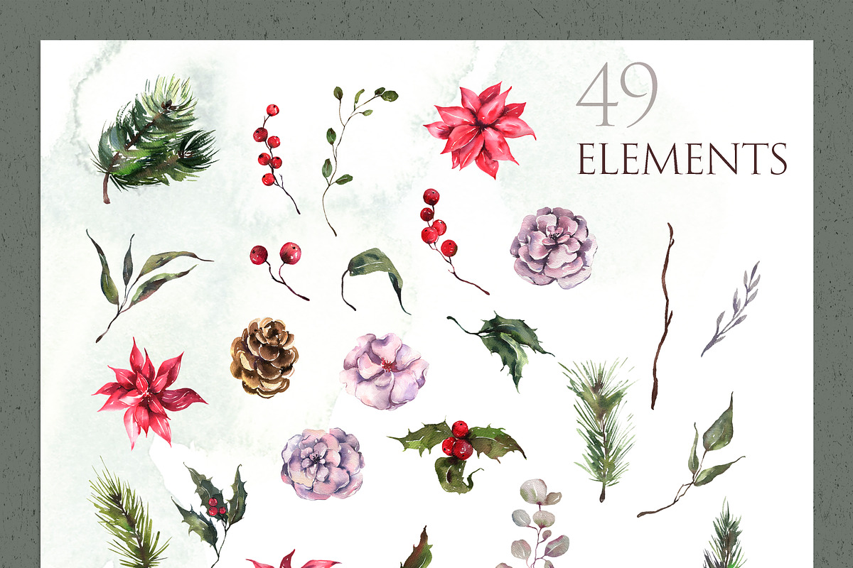 CHRISTMAS Watercolor Collection, an Illustration by Les Frolova (Photo 5 of 12)