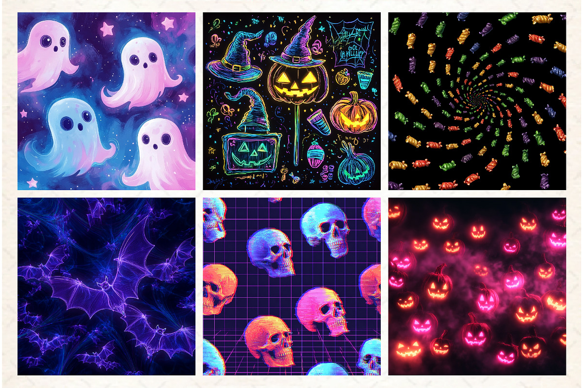 Neon Halloween Digital Paper, a Pattern Graphic by Libby Wishes (Photo 6 of 6)