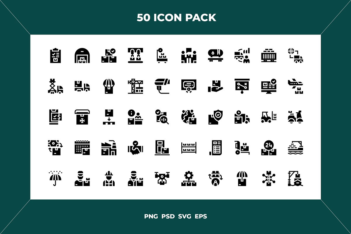 50 Supply chain icons, an Outline Icon by Wencory (Photo 1 of 2)