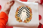 Retro Fall Sunflowers Ghost PNG, a Seasonal Illustration by CrexoraLab (Thumbnail 2 of 4)