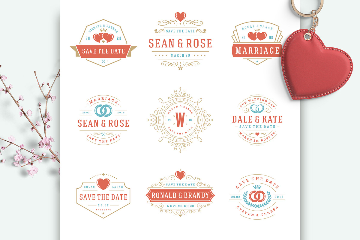 18 Wedding Logos and Badges, a Branding & Logo Template by Vasya Kobelev (Photo 14 of 15)