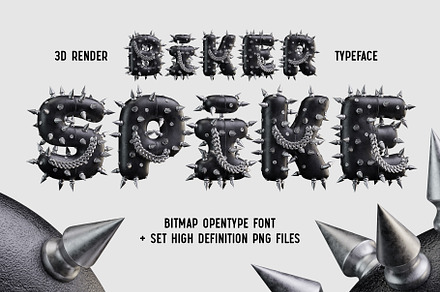 Biker Spike bitmap font, a Symbol Font by Gleb Guralnyk