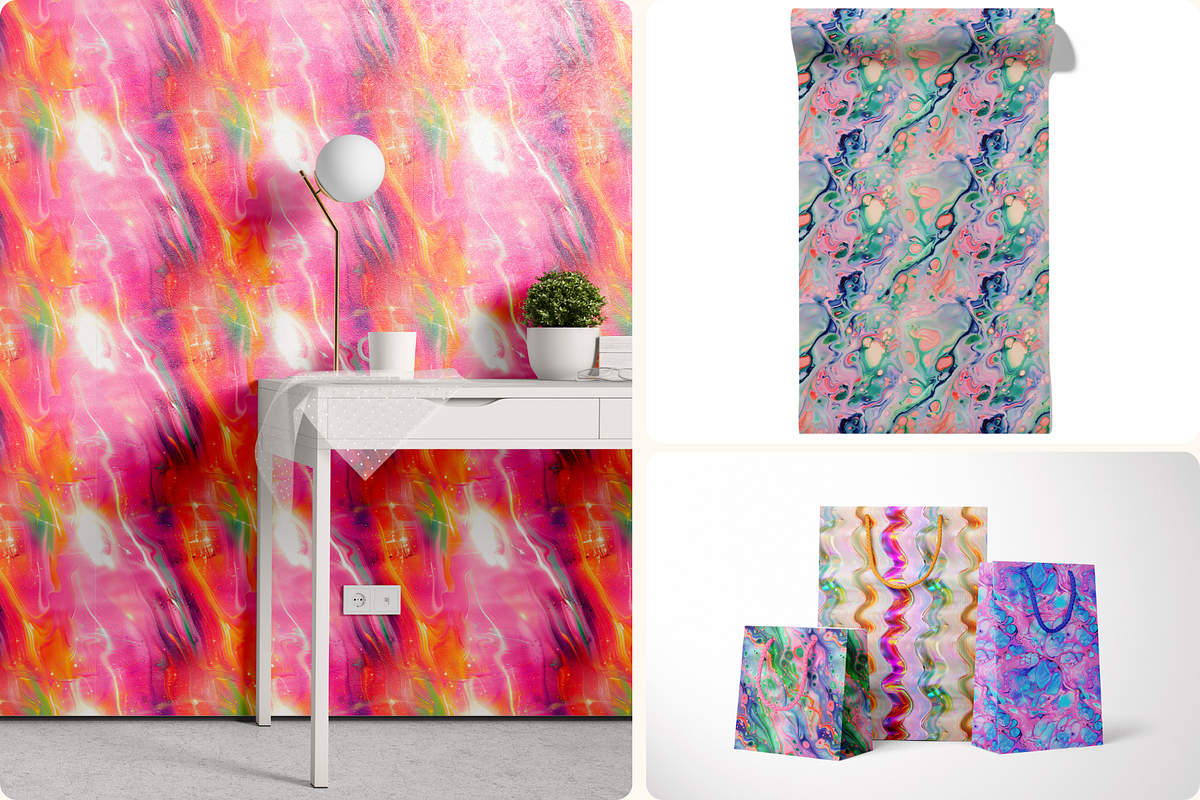 Liquid Ink Holographic Patterns, a Pattern Graphic by Ninterints (Photo 6 of 10)