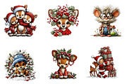 Snowy Santa and Reindeer Clipart, a Seasonal Illustration by CreationArt (Thumbnail 4 of 5)
