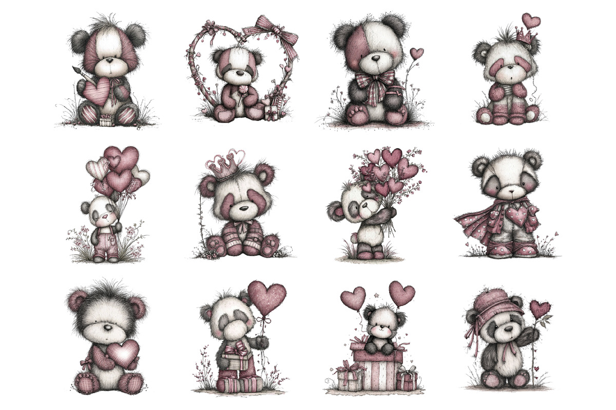 Quirky Valentines Panda Clipart, an Illustration by Design Market (Photo 3 of 3)