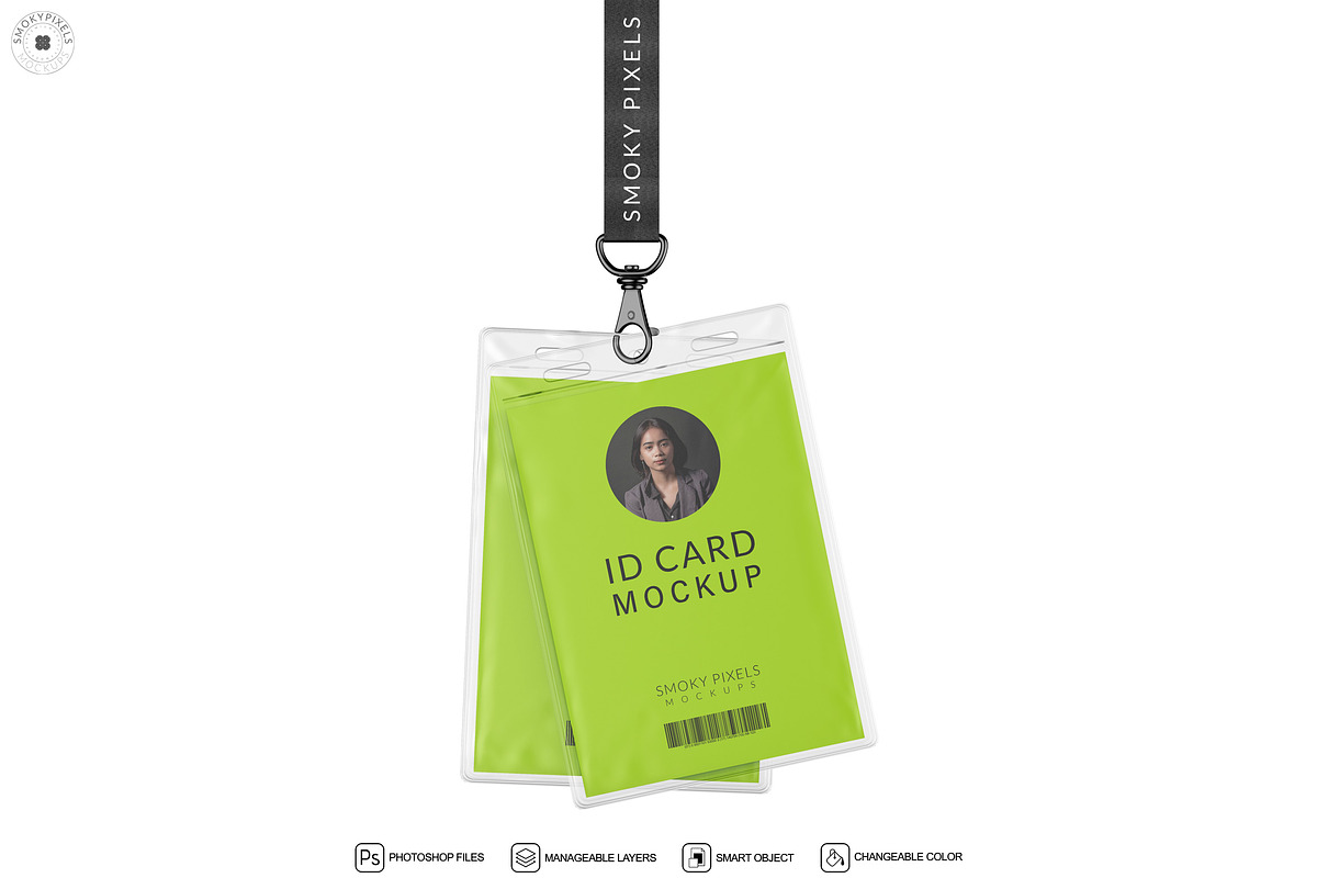 ID Card with Lanyard Mockup, a Product Mockup by SmokyPixels (Photo 4 of 5)