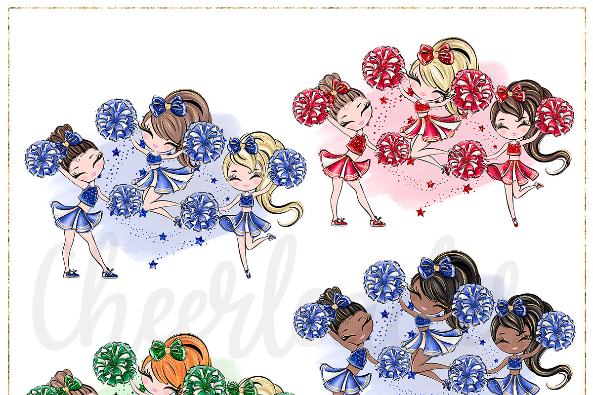 Cheerleader Hand Drawn Clipart, a Sport Illustration by Masha  Studio (Photo 10 of 12)