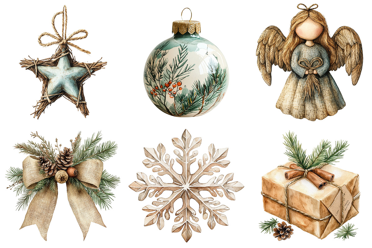 Neutral Rustic Christmas Clipart Bun, an Illustration by Daily.Designs (Photo 2 of 5)