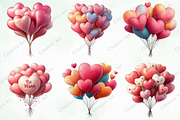 Watercolor Valentine Balloons Bundle, an Illustration by Creative Art (Thumbnail 2 of 10)