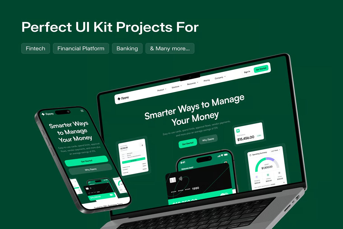 Zippay Fintech Web Templates UI Kit, an UI Kit Template by Lumina_ui_ux202 (Photo 3 of 6)