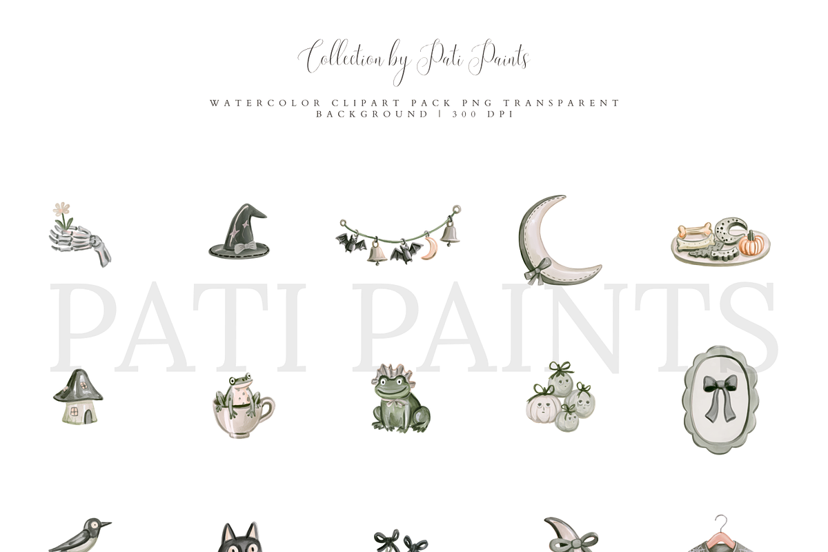 Watercolor Halloween Clipart Set, a Seasonal Illustration by Pati Paints (Photo 8 of 10)