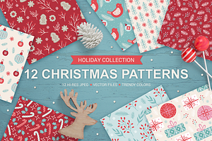 12 Christmas Seamless Patterns