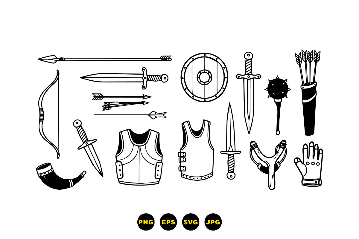 Medieval Weapon And Armor Clipart, an Illustration by designvectx (Photo 3 of 3)