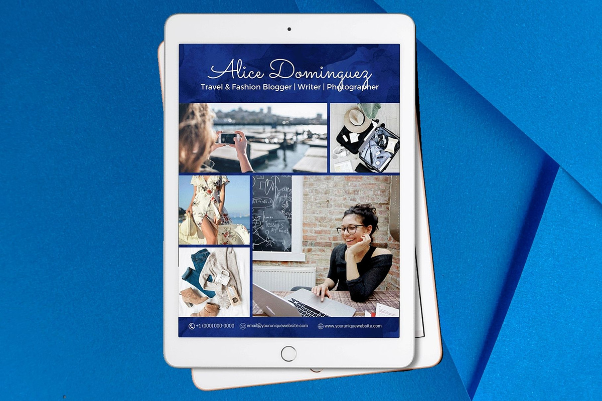 Four Page Media Kit in Navy Blue, a Templates & Theme by ProductiveandFree (Photo 3 of 14)