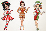 Christmas Funny Skinny Girl Clipart, an Illustration by RobertsArt (Thumbnail 5 of 5)