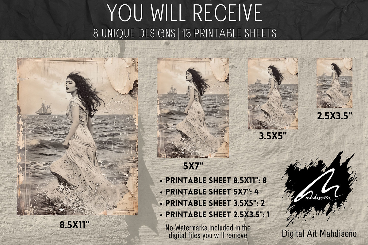 Shabby Chic Victorian Girls Papers, a Person Illustration by Digital Art Mahdiseño (Photo 2 of 9)