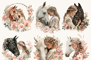 Watercolor Floral Horse & Girl Clip, a Person Illustration by Design Scotch (Thumbnail 2 of 8)