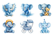 Blue Baby Elephant PNG, an Illustration by SinaCreation (Thumbnail 2 of 5)