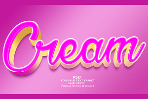 PSD 3D Cream Editable Text Effect