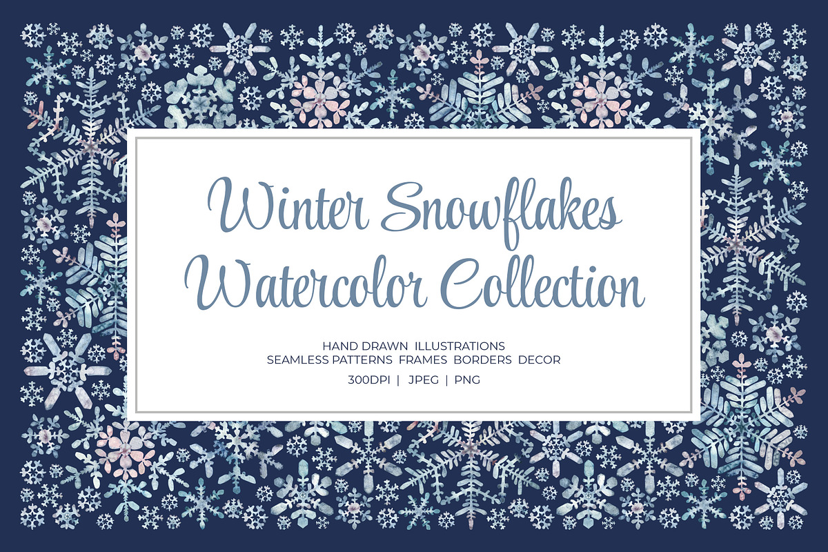 Winter Snowflakes Watercolor, a Seasonal Illustration by YarovaArt (Photo 1 of 17)