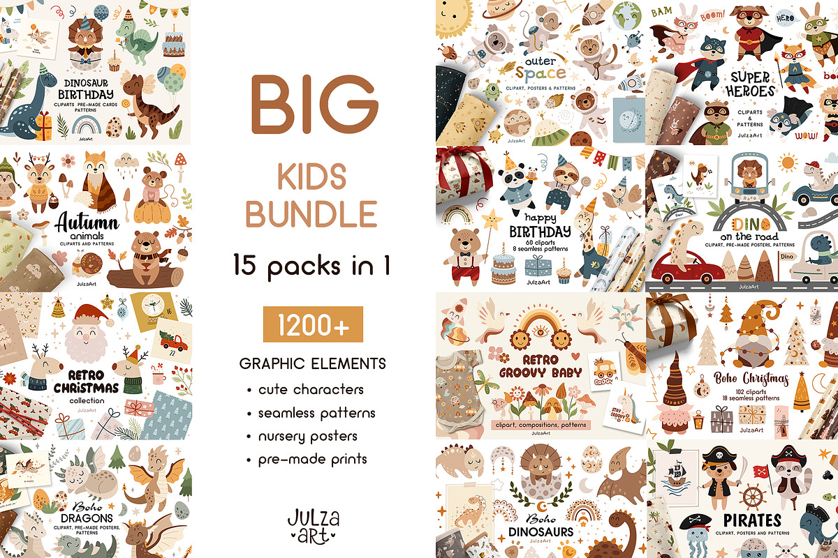 Kids Bundle - graphic collections, an Illustration by JulzaArt (Photo 1 of 16)