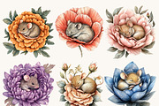 Mice in a Flower Clipart Bundle, an Animal Illustration by Design Scotch (Thumbnail 5 of 8)