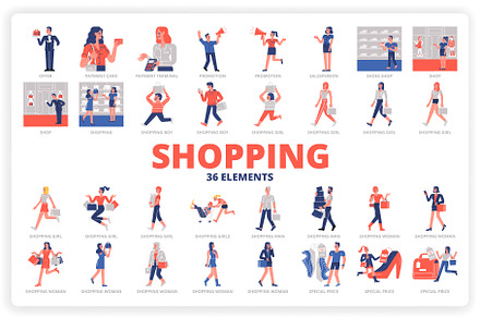 36 Shopping Elements x2 Styles