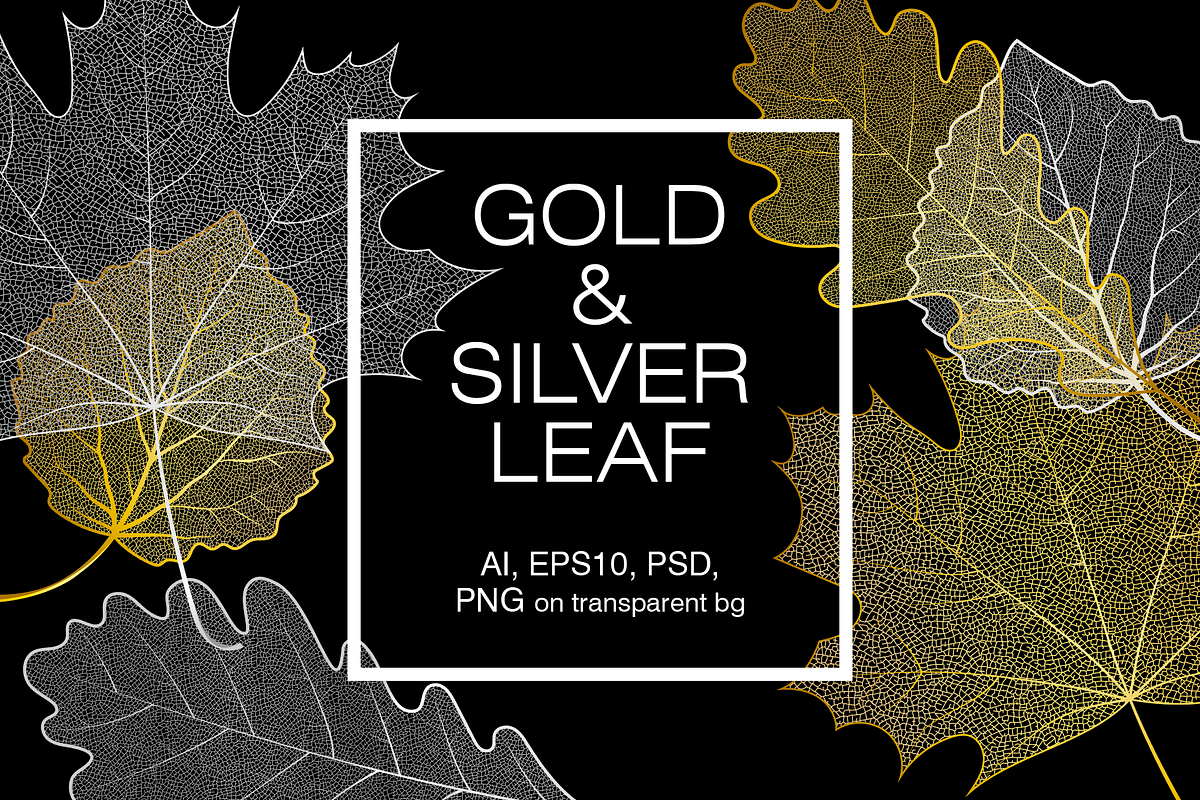 Gold and silver skeleton leaves, an Object Graphic by ekmelica (Photo 1 of 6)